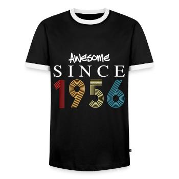 Awesome Since 1956 Birthday 1956 Vintage 1956 - Men's Ringer Shirt - black/white - Front - AI Model Female 172 light (172cm) & AI Model Male 178 light (178cm)