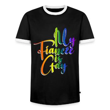 Meine Verlobte ist schwul - Lesbische Hochzeit - Männer Kontrast-T-Shirt - Schwarz/Weiß - Vorne - AI Model Female 172 light (172cm) & AI Model Male 178 light (178cm)