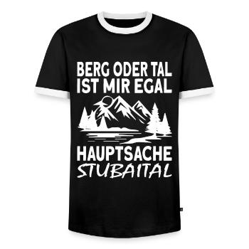 Stubaital Tirol Österreich - Männer Kontrast-T-Shirt - Schwarz/Weiß - Vorne - AI Model Female 172 light (172cm) & AI Model Male 178 light (178cm)