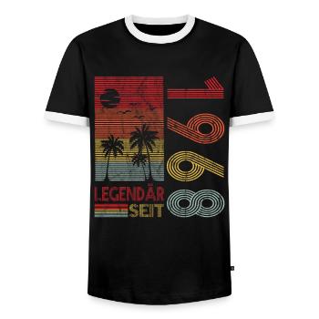 Geburtstag Geboren 1968 Mann Legendär seit 1968 - Männer Kontrast-T-Shirt - Schwarz/Weiß - Vorne - AI Model Female 172 light (172cm) & AI Model Male 178 light (178cm)