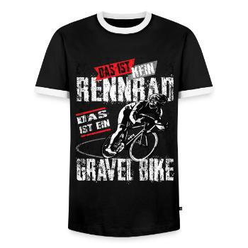 This is not a road bike this is a gravel bike - Men's Ringer Shirt - black/white - Front - AI Model Female 172 light (172cm) & AI Model Male 178 light (178cm)