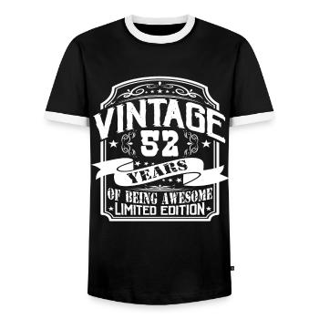 Birthday Vintage 52 Years Limited Edition - Men's Ringer Shirt - black/white - Front - AI Model Female 172 light (172cm) & AI Model Male 178 light (178cm)