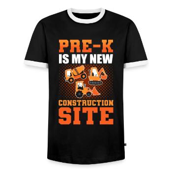 Pre-k Is My New Construction Site Back to School - Men's Ringer Shirt - black/white - Front - AI Model Female 172 light (172cm) & AI Model Male 178 light (178cm)