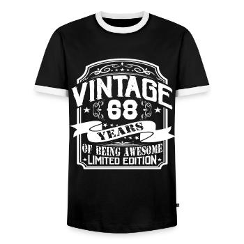 Birthday Vintage 68 Years Limited Edition - Men's Ringer Shirt - black/white - Front - AI Model Female 172 light (172cm) & AI Model Male 178 light (178cm)