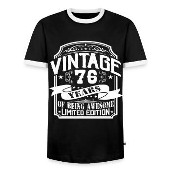 Anniversaire Vintage 76 Ans Édition Limitée - T-shirt contrasté Homme - noir/blanc - Devant - AI Model Female 172 light (172cm) & AI Model Male 178 light (178cm)