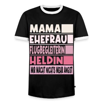 Flugbegleiterin Mama Ehefrau Heldin - Männer Kontrast-T-Shirt - Schwarz/Weiß - Vorne - AI Model Female 172 light (172cm) & AI Model Male 178 light (178cm)