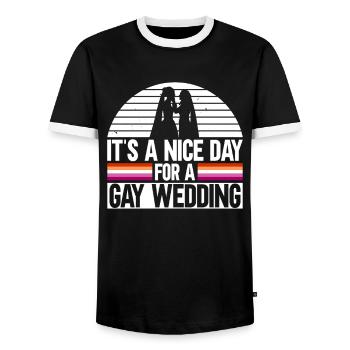 Lesbische Hochzeit Lesben Homosexuell Transsexuell - Männer Kontrast-T-Shirt - Schwarz/Weiß - Vorne - AI Model Female 172 light (172cm) & AI Model Male 178 light (178cm)