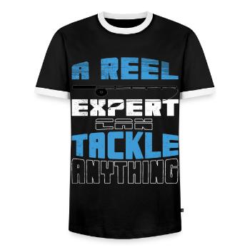 Angeln Angler Angel Angelrute Fischen Fische - Männer Kontrast-T-Shirt - Schwarz/Weiß - Vorne - AI Model Female 172 light (172cm) & AI Model Male 178 light (178cm)