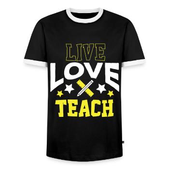 Teacher Primary School Teacher Secondary School Teacher - Men's Ringer Shirt - black/white - Front - AI Model Female 172 light (172cm) & AI Model Male 178 light (178cm)