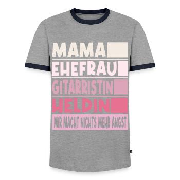 Gitarristin Mama Ehefrau Heldin - Männer Kontrast-T-Shirt - Grau/Navy  - Vorne - AI Model Female 172 light (172cm) & AI Model Male 178 light (178cm)