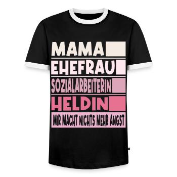 Sozialarbeiterin Mama Ehefrau Heldin - Männer Kontrast-T-Shirt - Schwarz/Weiß - Vorne - AI Model Female 172 light (172cm) & AI Model Male 178 light (178cm)