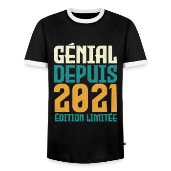 Génial depuis 2021 - T-shirt contrasté Homme - noir/blanc - Devant - AI Model Female 172 light (172cm) & AI Model Male 178 light (178cm)