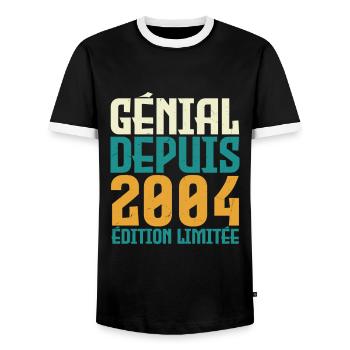 Génial depuis 2004 - T-shirt contrasté Homme - noir/blanc - Devant - AI Model Female 172 light (172cm) & AI Model Male 178 light (178cm)