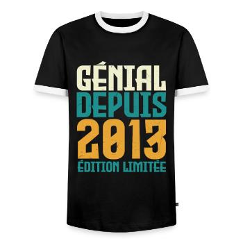 Génial depuis 2013 - T-shirt contrasté Homme - noir/blanc - Devant - AI Model Female 172 light (172cm) & AI Model Male 178 light (178cm)
