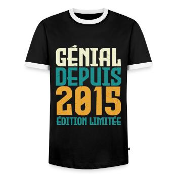 Génial depuis 2015 - T-shirt contrasté Homme - noir/blanc - Devant - AI Model Female 172 light (172cm) & AI Model Male 178 light (178cm)