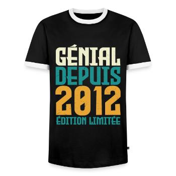 Génial depuis 2012 - T-shirt contrasté Homme - noir/blanc - Devant - AI Model Female 172 light (172cm) & AI Model Male 178 light (178cm)