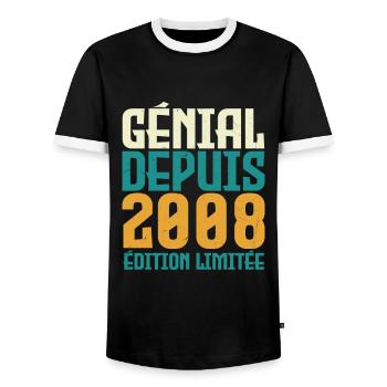 Génial depuis 2008 - T-shirt contrasté Homme - noir/blanc - Devant - AI Model Female 172 light (172cm) & AI Model Male 178 light (178cm)