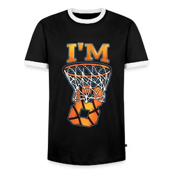 Birthday shirt for the eighth 8th B-Day Basketball - Men's Ringer Shirt - black/white - Front - AI Model Female 172 light (172cm) & AI Model Male 178 light (178cm)