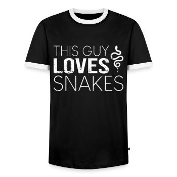 Typ Schlange Spruch - Männer Kontrast-T-Shirt - Schwarz/Weiß - Vorne - AI Model Female 172 light (172cm) & AI Model Male 178 light (178cm)