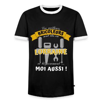 Cadeau Homme Bricoleur Lorrain Anniversaire Noel - T-shirt contrasté Homme - noir/blanc - Devant - AI Model Female 172 light (172cm) & AI Model Male 178 light (178cm)