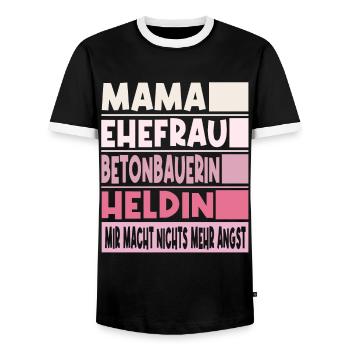 Betonbauerin Mama Ehefrau Heldin - Männer Kontrast-T-Shirt - Schwarz/Weiß - Vorne - AI Model Female 172 light (172cm) & AI Model Male 178 light (178cm)