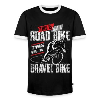 This is Not A Road Bike This Is A Gravel Bike - Men's Ringer Shirt - black/white - Front - AI Model Female 172 light (172cm) & AI Model Male 178 light (178cm)