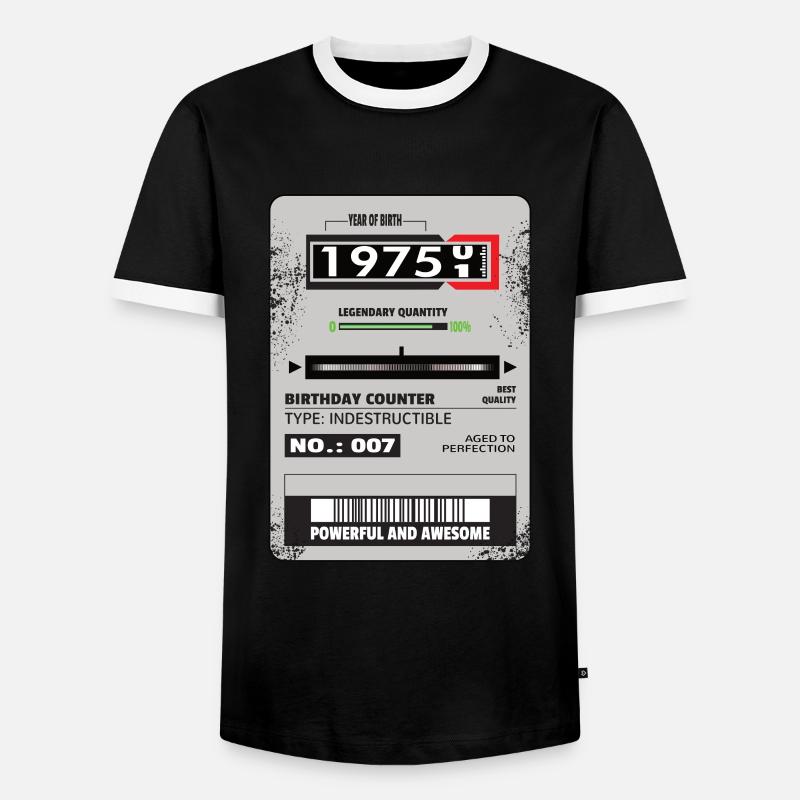Three-phase meter birthday 1975 gift - Men's Ringer Shirt - black/white