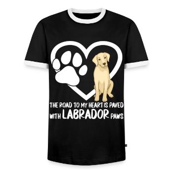 Labrador Dogs - Men's Ringer Shirt - black/white - Front - AI Model Female 172 light (172cm) & AI Model Male 178 light (178cm)