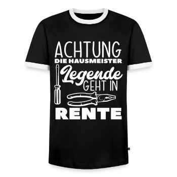 Hausmeister Legende Rente - Männer Kontrast-T-Shirt - Schwarz/Weiß - Vorne - AI Model Female 172 light (172cm) & AI Model Male 178 light (178cm)