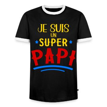 Je Suis Un Super Papi Cadeau Fête Des Grands-Pères - T-shirt contrasté Homme - noir/blanc - Devant - AI Model Female 172 light (172cm) & AI Model Male 178 light (178cm)