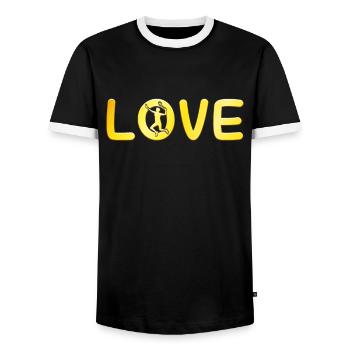 Badminton Liebe - Männer Kontrast-T-Shirt - Schwarz/Weiß - Vorne - AI Model Female 172 light (172cm) & AI Model Male 178 light (178cm)