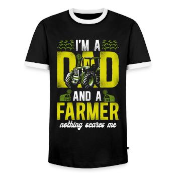 Farming Farmer Dad Father Tractor - Men's Ringer Shirt - black/white - Front - AI Model Female 172 light (172cm) & AI Model Male 178 light (178cm)