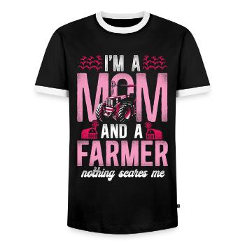 Farming Farmer Mom Mother Tractor - Männer Kontrast-T-Shirt - Schwarz/Weiß - Vorne - AI Model Female 172 light (172cm) & AI Model Male 178 light (178cm)