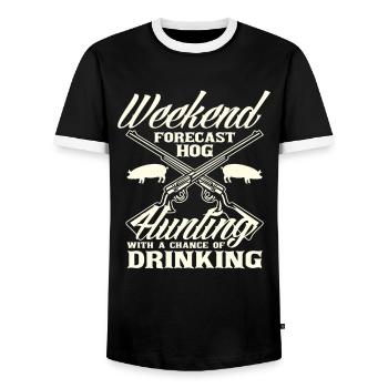 Chasseur de cochon Chasseur de cochons disant cadeau - T-shirt contrasté Homme - noir/blanc - Devant - AI Model Female 172 light (172cm) & AI Model Male 178 light (178cm)