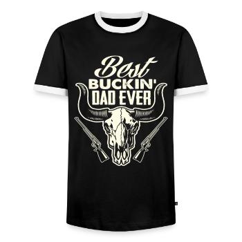 Best Hunting Papa Deer - Men's Ringer Shirt - black/white - Front - AI Model Female 172 light (172cm) & AI Model Male 178 light (178cm)