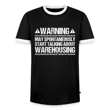Spécialiste en logistique d’entrepôt Ouvrier d’entrepôt Entrepôt - T-shirt contrasté Homme - noir/blanc - Devant - AI Model Female 172 light (172cm) & AI Model Male 178 light (178cm)