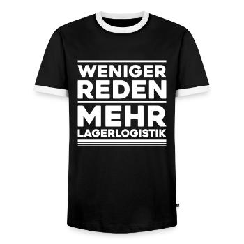 Fachkraft für Lagerlogistik Warehouse Worker Lager - Männer Kontrast-T-Shirt - Schwarz/Weiß - Vorne - AI Model Female 172 light (172cm) & AI Model Male 178 light (178cm)