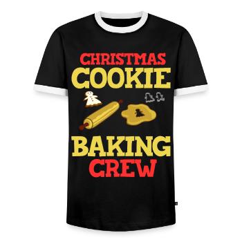 Christmas Baking Cookies Cookies Gingerbread - Men's Ringer Shirt - black/white - Front - AI Model Female 172 light (172cm) & AI Model Male 178 light (178cm)