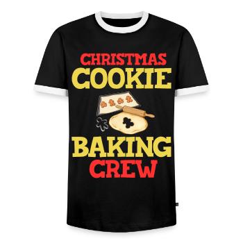 Christmas Baking Cookies Cookies Gingerbread - Men's Ringer Shirt - black/white - Front - AI Model Female 172 light (172cm) & AI Model Male 178 light (178cm)