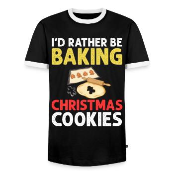 Christmas Baking Cookies Cookies Gingerbread - Men's Ringer Shirt - black/white - Front - AI Model Female 172 light (172cm) & AI Model Male 178 light (178cm)
