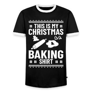Christmas Baking Cookies Cookies Gingerbread - Men's Ringer Shirt - black/white - Front - AI Model Female 172 light (172cm) & AI Model Male 178 light (178cm)
