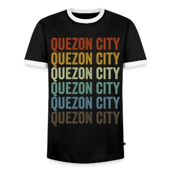 Quezon City Philippinen Retro Vintage - Männer Kontrast-T-Shirt - Schwarz/Weiß - Vorne - AI Model Female 172 light (172cm) & AI Model Male 178 light (178cm)