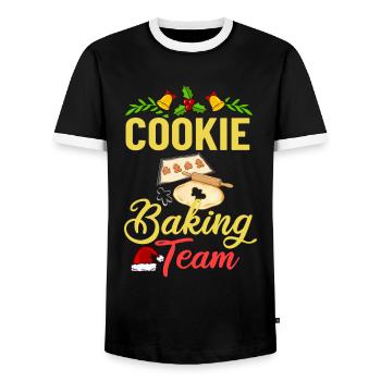 Christmas Baking Cookies Cookies Gingerbread - Men's Ringer Shirt - black/white - Front - AI Model Female 172 light (172cm) & AI Model Male 178 light (178cm)