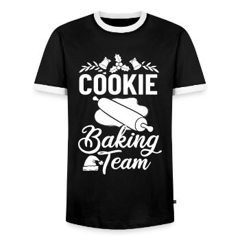 Christmas Baking Cookies Cookies Gingerbread - Men's Ringer Shirt - black/white - Front - AI Model Female 172 light (172cm) & AI Model Male 178 light (178cm)