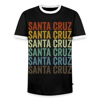 Santa Cruz Bolivia Retro Vintage - Men's Ringer Shirt - black/white - Front - AI Model Female 172 light (172cm) & AI Model Male 178 light (178cm)