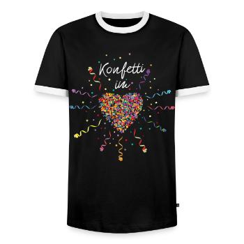 Konfetti im Herz Karneval Fasching Rosenmontag - Männer Kontrast-T-Shirt - Schwarz/Weiß - Vorne - AI Model Female 172 light (172cm) & AI Model Male 178 light (178cm)