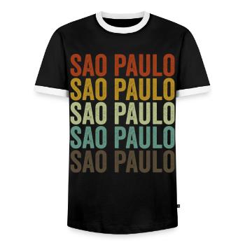Sao Paulo Brasilien Retro Vintage - Männer Kontrast-T-Shirt - Schwarz/Weiß - Vorne - AI Model Female 172 light (172cm) & AI Model Male 178 light (178cm)