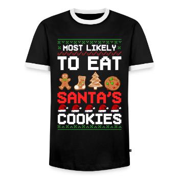 Christmas Cookies Biscuit Baking Christmas biscuits - Men's Ringer Shirt - black/white - Front - AI Model Female 172 light (172cm) & AI Model Male 178 light (178cm)