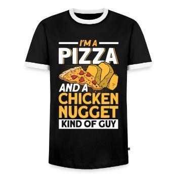 Pizza Food Pizzeria Pizza slice Pizza maker - Men's Ringer Shirt - black/white - Front - AI Model Female 172 light (172cm) & AI Model Male 178 light (178cm)