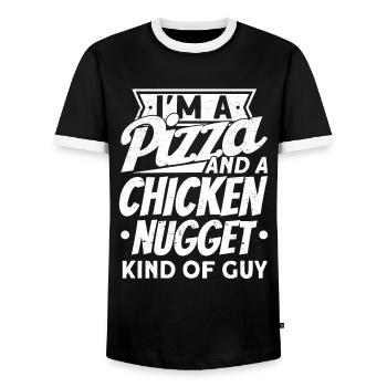 Pizza Food Pizzeria Pizza slice Pizza maker - Men's Ringer Shirt - black/white - Front - AI Model Female 172 light (172cm) & AI Model Male 178 light (178cm)
